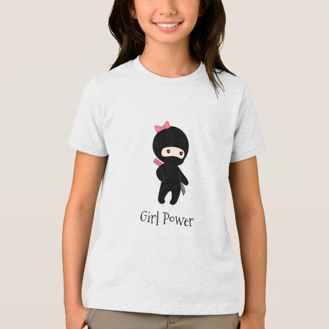 Tiny Ninja Girl Quote - Girl Power T-shirt (Framsida)
