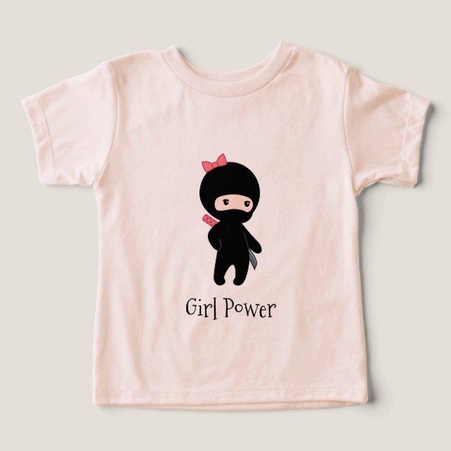 Tiny Ninja Girl Quote Girl Power T Shirt (Design Framsida)