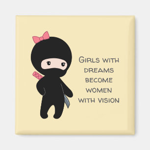 Tiny Ninja Girl Quote on Gult Magnet