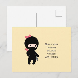 Tiny Ninja Girl Quote on Gult Vykort