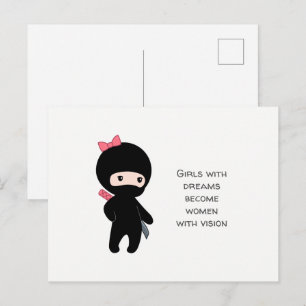 Tiny Ninja Girl Quote Vykort