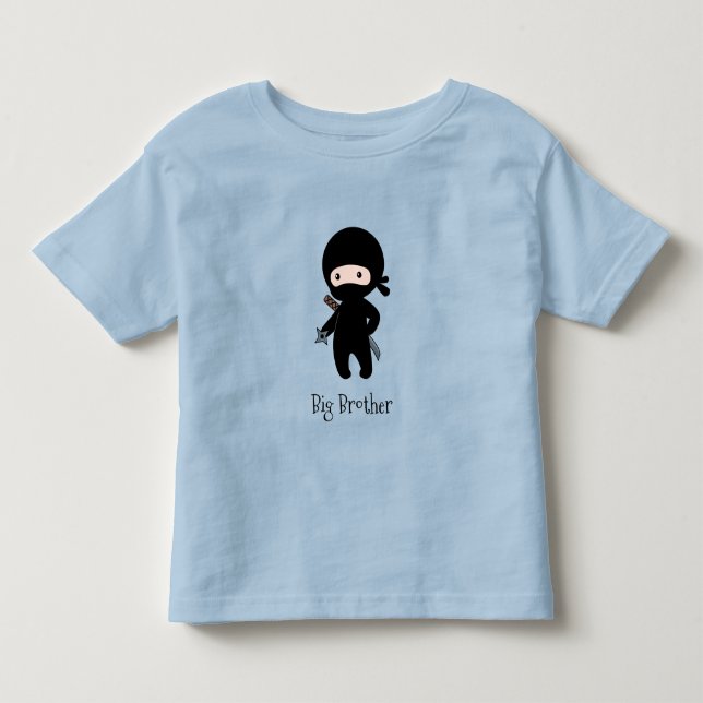 Tiny Ninja Holding Throwing Star - Big Brother T-shirt (Framsida)