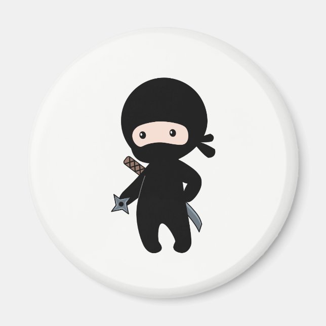 Tiny Ninja Holding Throwing Star Magnet (Framsidan)