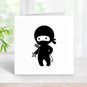 Tiny Ninja Holding Throwing Star Stämpel