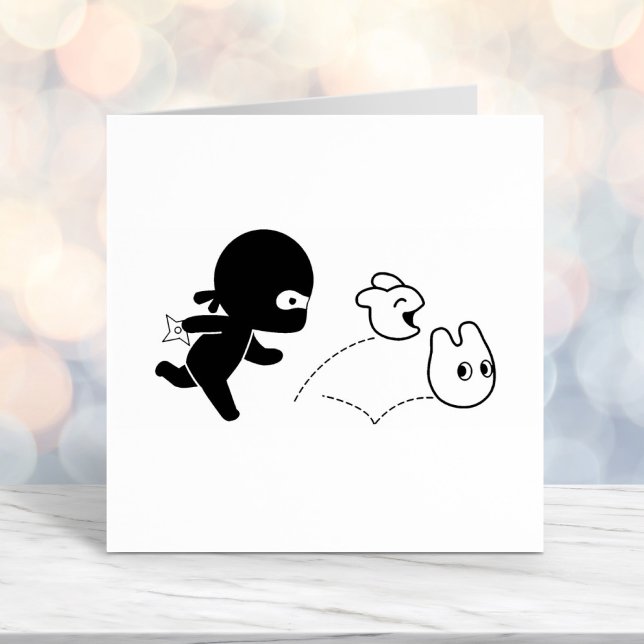 Tiny Ninja Hunting Dustbunnies Självfärgande Stämpel (Skapare uppladdad)