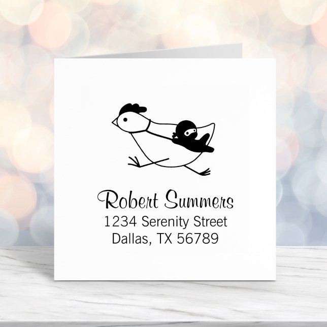 Tiny Ninja Large Chicken Adress Självfärgande Stämpel (Skapare uppladdad)