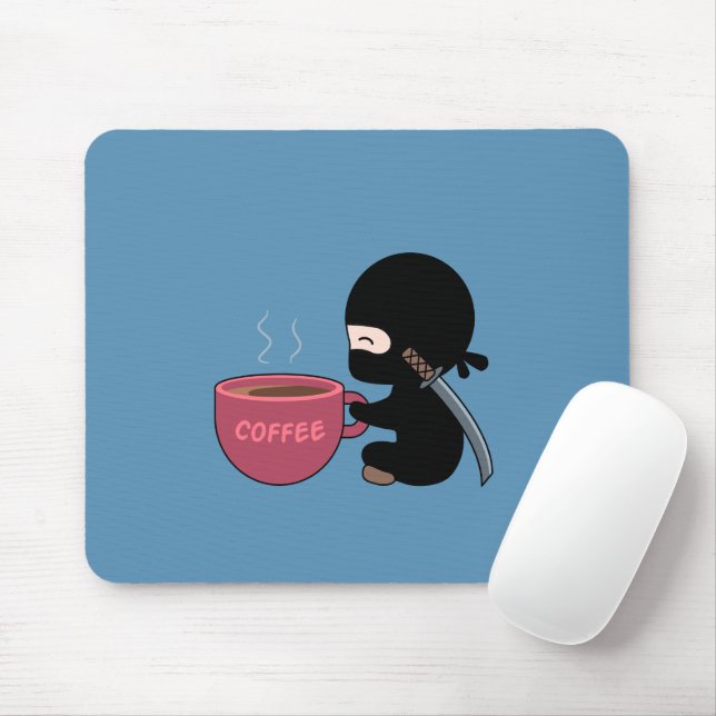Tiny Ninja med Large Coffee Mugg Blue Musmatta (Med mus)