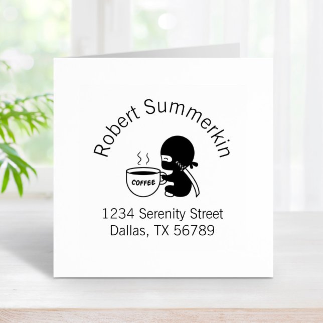 Tiny Ninja med stor kaffe Mugg Adress Stämpel (Skapare uppladdad)