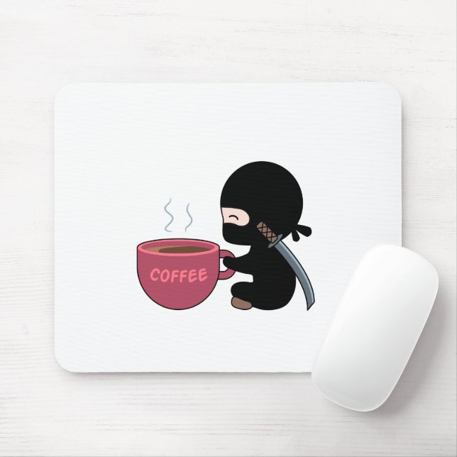 Tiny Ninja med stor kaffe Mugg Musmatta (Med mus)
