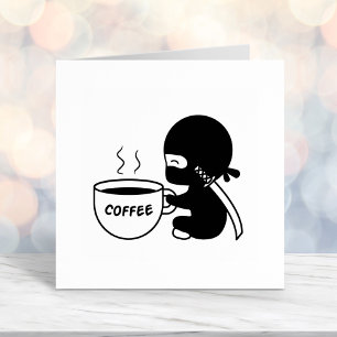 Tiny Ninja med stor kaffe Mugg Självfärgande Stämpel