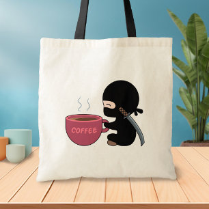 Tiny Ninja med stor kaffe Mugg Tygkasse