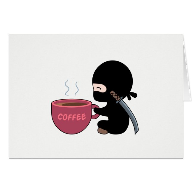 Tiny Ninja med stort kort av kaffe Mugg tomt (Framsidan Horizontal)