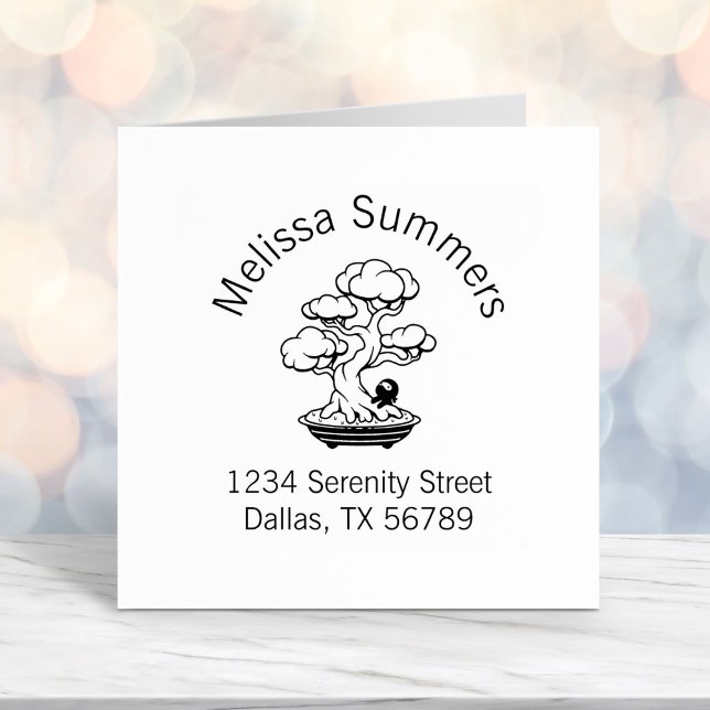 Tiny Ninja och Bonsai Träd Adress 2 Självfärgande Stämpel (Skapare uppladdad)