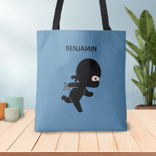 Tiny Ninja Runed Custom Name på Blue Tygkasse