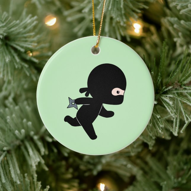 Tiny Ninja Running på Grönt Julgransprydnad Keramik (Träd)