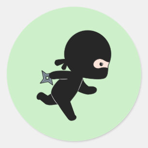 Tiny Ninja Running på Grönt Runt Klistermärke