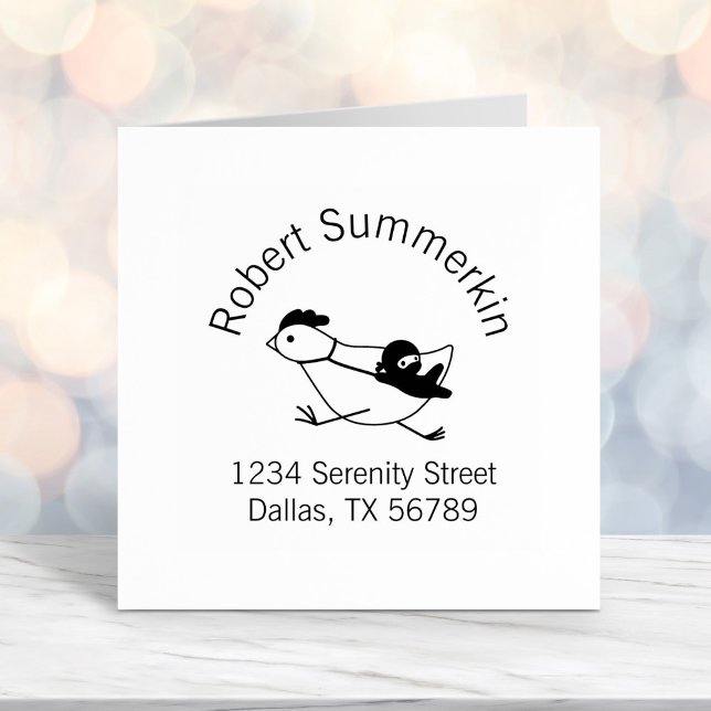 Tiny Ninja Taming Chicken Arch Adress Självfärgande Stämpel (Skapare uppladdad)