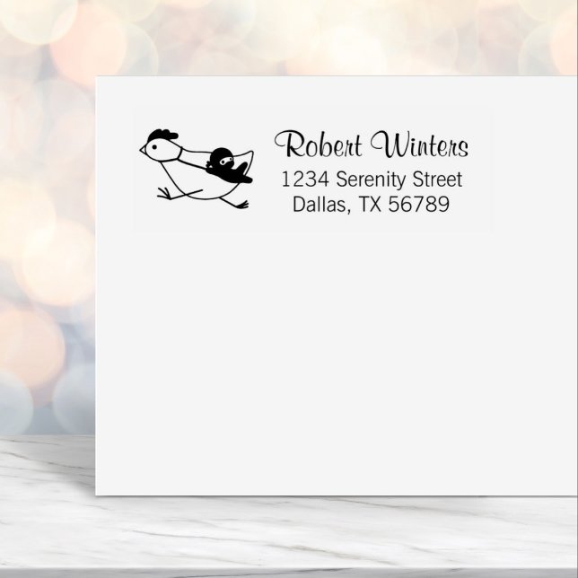 Tiny Ninja Taming Running Chicken Adress Självfärgande Stämpel (Skapare uppladdad)