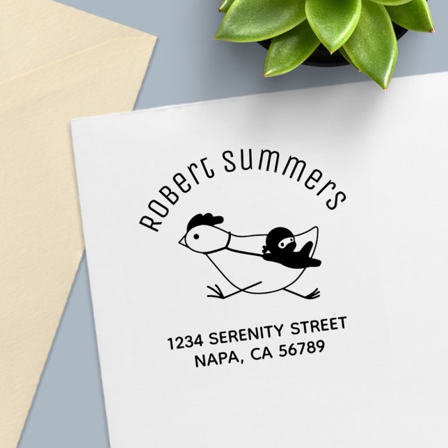 Tiny Ninja Tämja Kyckling Ark Adress Självfärgande Stämpel (Skapare uppladdad)