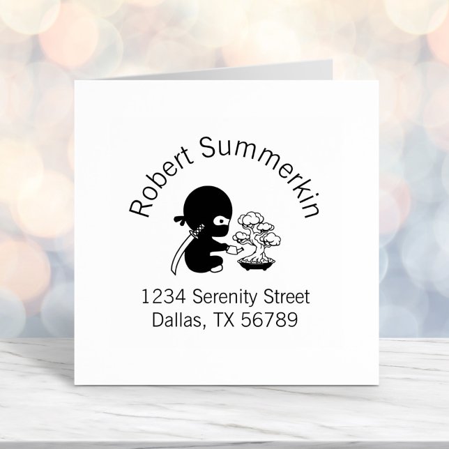 Tiny Ninja Watering Bonsai Träd Arch Adress Självfärgande Stämpel (Skapare uppladdad)