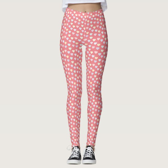 Tiny Pastel Hearts Leggings (Framsida)