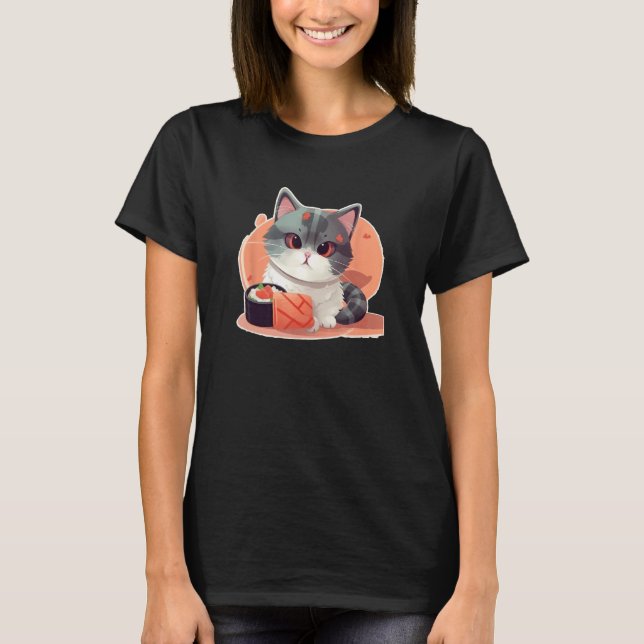 Tiny paws and tasty rolls  A cat s sushi adventure T Shirt (Framsida)