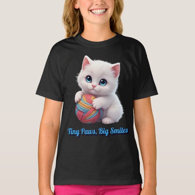  Tiny Paws Big Smiles Kitten T Shirt (Framsida)