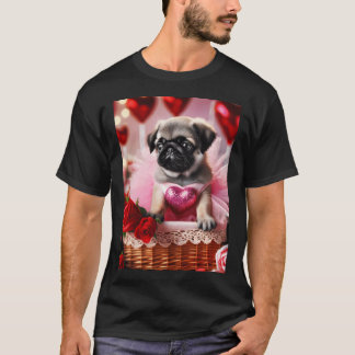 Tiny Pug's Alla hjärtans dag-dröm i en rosafärgad  T Shirt