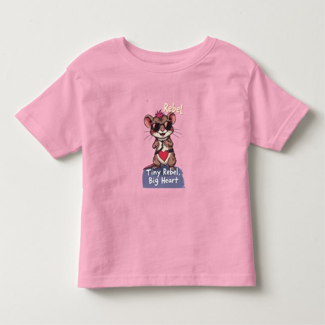 Tiny Rebel Big Heart – Cute Punk Mouse  T Shirt (Framsida)