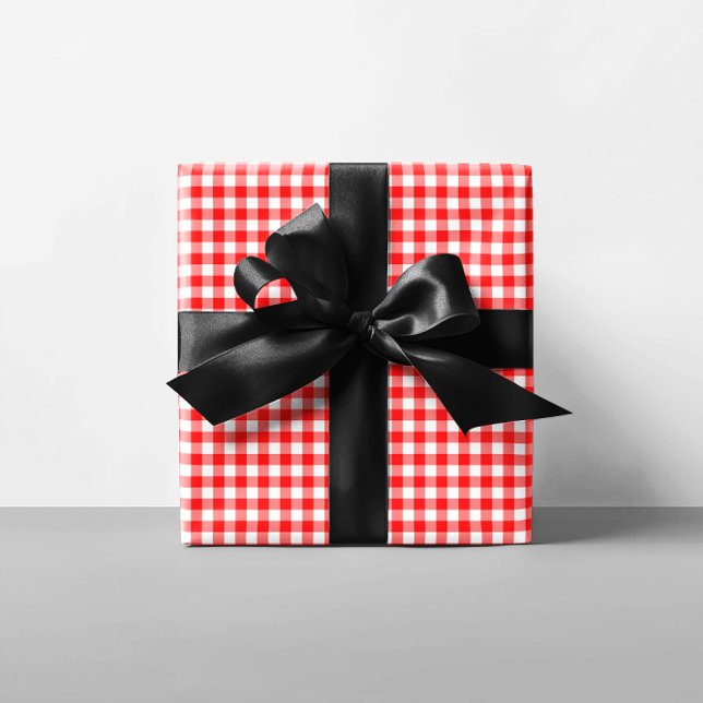 Tiny Red Gingham Presentpapper (Tiny Red Gingham Wrapping Paper)