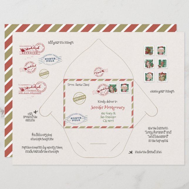 Tiny Santa and Elf EnKues Origami DIY (Fram/baksida)