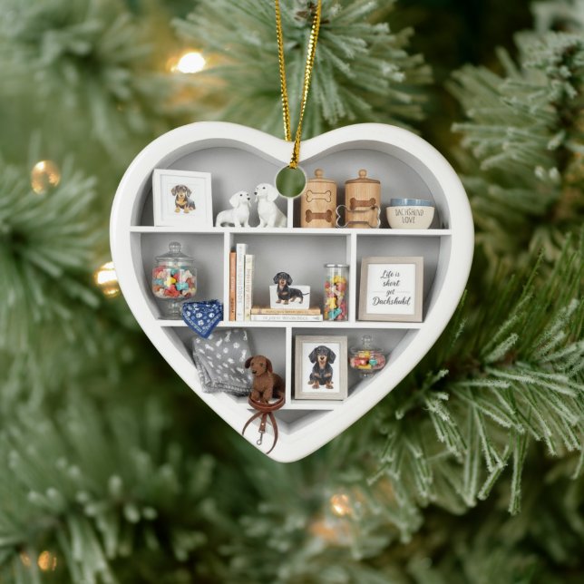 Tiny Shelves  Dachshund Dog Lover edition 2D print Julgransprydnad Keramik (Träd)
