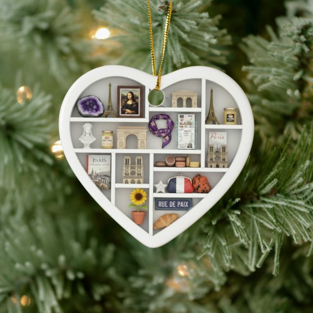 Tiny Shelves: I Love Paris France 2D print French Julgransprydnad Keramik (Träd)