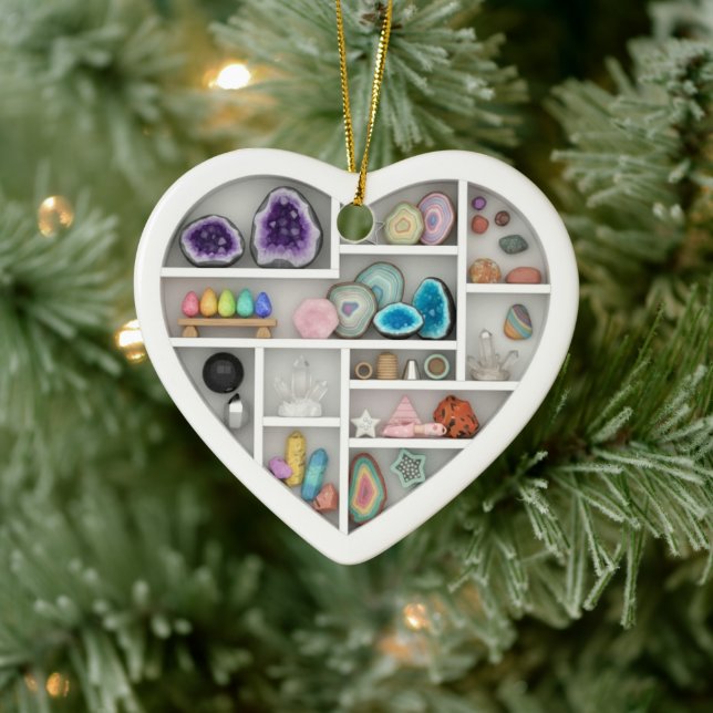 Tiny Shelves Rock Collector 2Dprint Rocks Crystals Julgransprydnad Keramik (Träd)