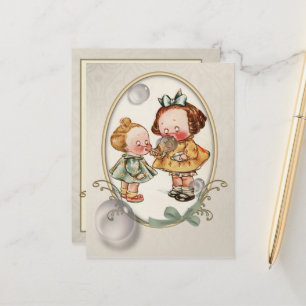Tiny Småbarn Vintage Illustration Postcard Vykort