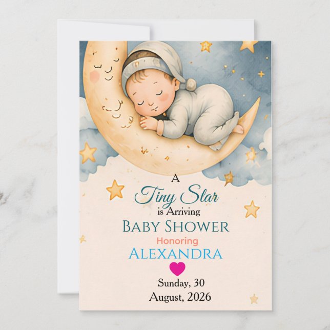 Tiny Star anländer Baby Shower Kollektion Inbjudningar (Framsida)