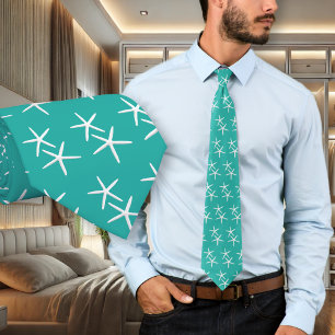 Tiny Starfish Tropical Blue Grönt Manar Tie Slips