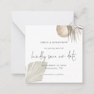 TINY STORLEK Boho Pampas Grass Script Spara datu Anteckningskort