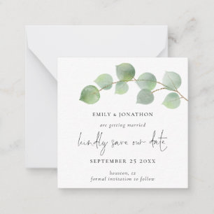 TINY STORLEK Modern Eucalyptus-skript sparar dat Anteckningskort