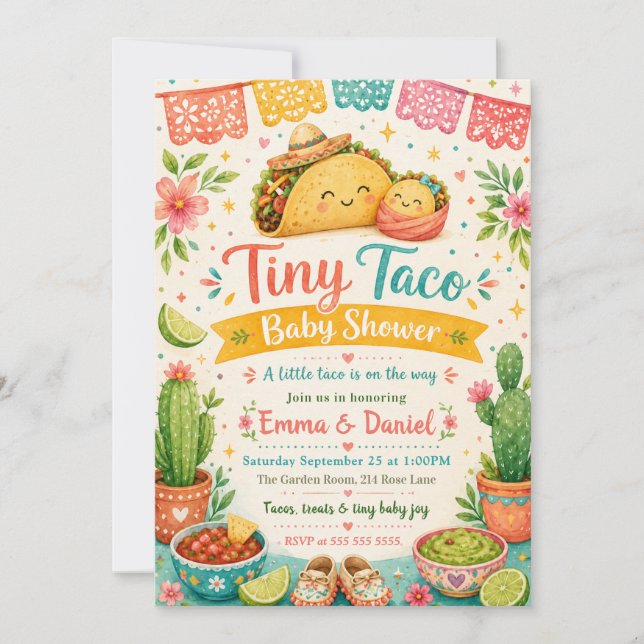 Tiny Taco Baby Shower Inbjudningar (Framsida)