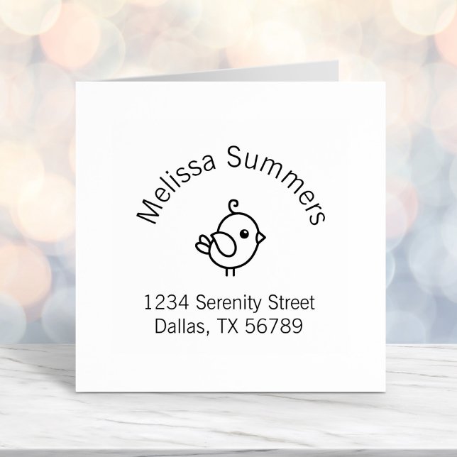 Tiny Tecknad Bird Arch Adress Självfärgande Stämpel (Skapare uppladdad)