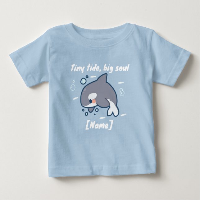 Tiny Tide Whale T-shirt – Custom Name (Framsida)