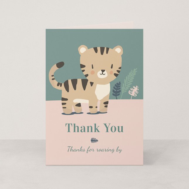 Tiny Tiger Födelsedags Tacksamhetskort Tack Kort (Tiny Tiger - Jungle Safari Birthday Thank You Card)