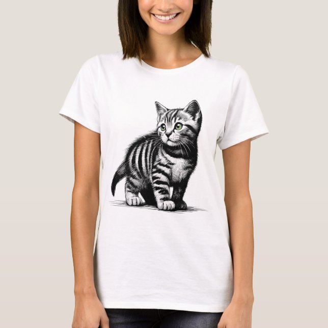 Tiny Tiger - Whiskered Wonder Illustration T Shirt (Framsida)