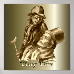 Tiny Tim jul Sång med Bob Cratchit Poster