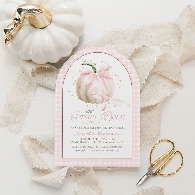 Tiny Toes And Pretty Bows Pumpkin Rosa Bebisens Mo Inbjudningar (Skapare uppladdad)