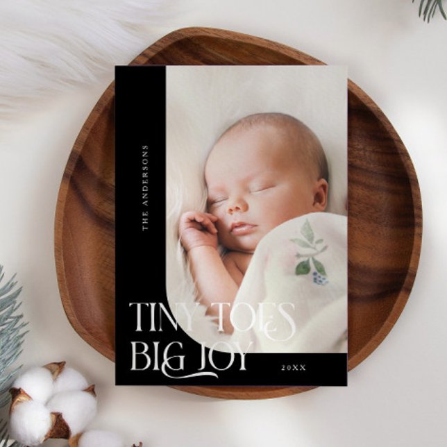 Tiny Toes Big Joy Black Photo Birth Meddelande (Skapare uppladdad)