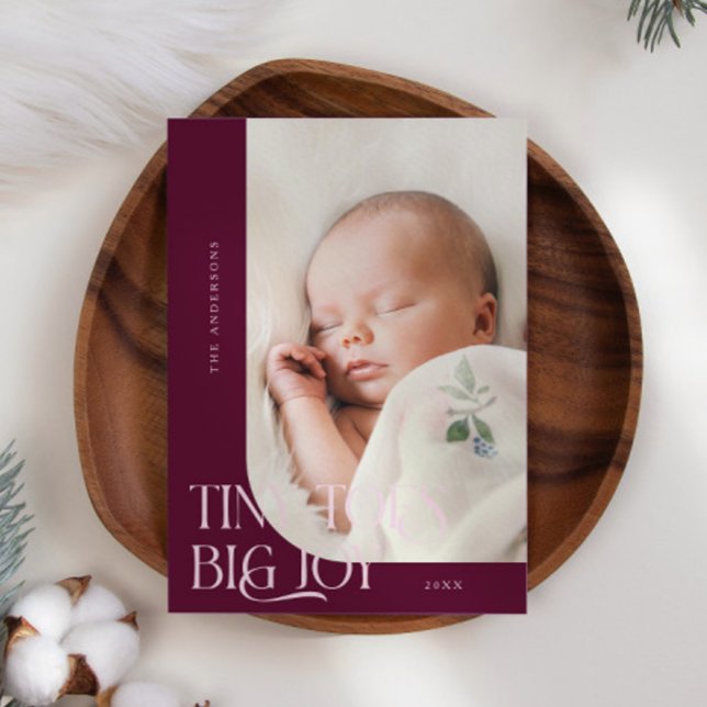 Tiny Toes Big Joy Cranberry Photo Birth Meddelande (Skapare uppladdad)