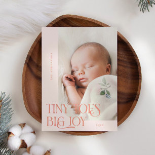 Tiny Toes Big Joy Peach Photo Birth Notice Meddelande