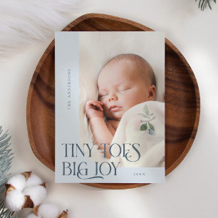 Tiny Toes Big Joy Slate Photo Birth Notice Meddelande